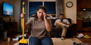 Ele trabalhou fora – ela trabalhou fora e dentro